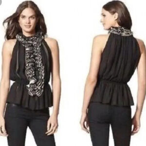 ROBERT Rodriguez Neiman Marcus Target Black Ruffles & Lace Blouse